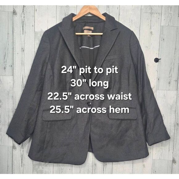 Talbots 99% Wool One Button Office Professional Blazer Grey NwoT Sz.18WP - Picture 2 of 4